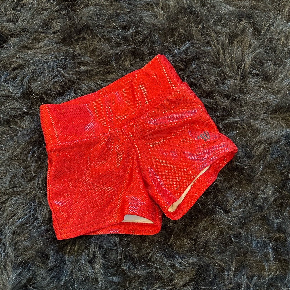 Varsity Girls Cheerleading Red Shimmer Shorts YXS and YS Available